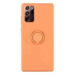 For Samsung Galaxy S20 FE Solid Color Liquid Silicone Shockproof Full Coverage Protective Case with Ring Holder(Orange)