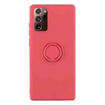 For Samsung Galaxy S20 FE Solid Color Liquid Silicone Shockproof Full Coverage Protective Case with Ring Holder(Red)