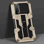 For Huawei Y7a / P Smart 2021 Vanguard Warrior All Inclusive Double-color Shockproof TPU + PC Protective Case with Holder(Gold)