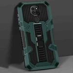 For Motorola Moto G9 Play Vanguard Warrior All Inclusive Double-color Shockproof TPU + PC Protective Case with Holder(Graphite Green)