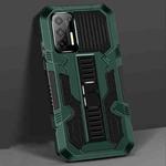 For Motorola Moto G9 Plus Vanguard Warrior All Inclusive Double-color Shockproof TPU + PC Protective Case with Holder(Graphite Green)