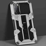 For Samsung Galaxy S20 FE Vanguard Warrior All Inclusive Double-color Shockproof TPU + PC Protective Case with Holder(Silver White)