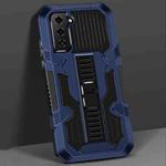For Samsung Galaxy S21+ 5G Vanguard Warrior All Inclusive Double-color Shockproof TPU + PC Protective Case with Holder(Blue)