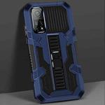 For Xiaomi Mi 10T Vanguard Warrior All Inclusive Double-color Shockproof TPU + PC Protective Case with Holder(Blue)