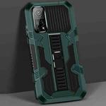 For Xiaomi Mi 10T Vanguard Warrior All Inclusive Double-color Shockproof TPU + PC Protective Case with Holder(Graphite Green)