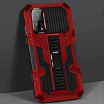 For Xiaomi Mi 10T Vanguard Warrior All Inclusive Double-color Shockproof TPU + PC Protective Case with Holder(Red)