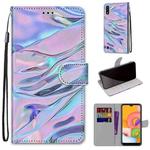 For Samsung Galaxy A01 Coloured Drawing Cross Texture Horizontal Flip PU Leather Case with Holder & Card Slots & Wallet & Lanyard(Fluorescent Water Pattern)