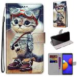 For Samsung Galaxy A01 Core Coloured Drawing Cross Texture Horizontal Flip PU Leather Case with Holder & Card Slots & Wallet & Lanyard(Leather Shoes Cat)