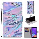 For Samsung Galaxy A9 2018 Coloured Drawing Cross Texture Horizontal Flip PU Leather Case with Holder & Card Slots & Wallet & Lanyard(Fluorescent Water Pattern)