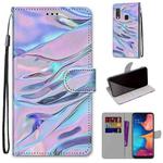 For Samsung Galaxy A20e Coloured Drawing Cross Texture Horizontal Flip PU Leather Case with Holder & Card Slots & Wallet & Lanyard(Fluorescent Water Pattern)