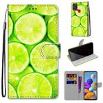 For Samsung Galaxy A21s Coloured Drawing Cross Texture Horizontal Flip PU Leather Case with Holder & Card Slots & Wallet & Lanyard(Lime)
