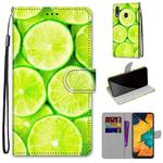 For Samsung Galaxy A30 & A20 Coloured Drawing Cross Texture Horizontal Flip PU Leather Case with Holder & Card Slots & Wallet & Lanyard(Lime)