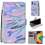 For Samsung Galaxy A30 & A20 Coloured Drawing Cross Texture Horizontal Flip PU Leather Case with Holder & Card Slots & Wallet & Lanyard(Fluorescent Water Pattern)