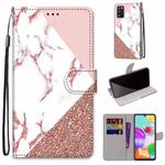 For Samsung Galaxy A41 Coloured Drawing Cross Texture Horizontal Flip PU Leather Case with Holder & Card Slots & Wallet & Lanyard(Stitching Pink Stone Pattern)