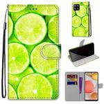 For Samsung Galaxy A42 5G Coloured Drawing Cross Texture Horizontal Flip PU Leather Case with Holder & Card Slots & Wallet & Lanyard(Lime)