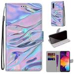 For Samsung Galaxy A50 Coloured Drawing Cross Texture Horizontal Flip PU Leather Case with Holder & Card Slots & Wallet & Lanyard(Fluorescent Water Pattern)