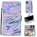 For Samsung Galaxy A71 Coloured Drawing Cross Texture Horizontal Flip PU Leather Case with Holder & Card Slots & Wallet & Lanyard(Fluorescent Water Pattern)