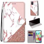 For Samsung Galaxy A71 5G Coloured Drawing Cross Texture Horizontal Flip PU Leather Case with Holder & Card Slots & Wallet & Lanyard(Stitching Pink Stone Pattern)