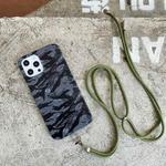 For iPhone 12 / 12 Pro Camouflage Pattern IMD Shockproof TPU Protective Case with Lanyard(Dark Tiger Stripe Camo)