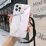 Marbled IMD Shockproof TPU Protective Case with Lanyard For iPhone 11(White)