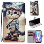 For Huawei Mate 20 Lite / Maimang 7 Coloured Drawing Cross Texture Horizontal Flip PU Leather Case with Holder & Card Slots & Wallet & Lanyard(Leather Shoes Cat)