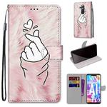 For Huawei Mate 20 Lite / Maimang 7 Coloured Drawing Cross Texture Horizontal Flip PU Leather Case with Holder & Card Slots & Wallet & Lanyard(Pink Hands Heart)