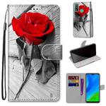 For Huawei P smart 2020 Coloured Drawing Cross Texture Horizontal Flip PU Leather Case with Holder & Card Slots & Wallet & Lanyard(B10 Wood Red Rose)