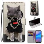 For Huawei P20 Lite / nova 3e Coloured Drawing Cross Texture Horizontal Flip PU Leather Case with Holder & Card Slots & Wallet & Lanyard(B09 Golden Chain Grey Cat)
