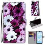 For Huawei P30 Coloured Drawing Cross Texture Horizontal Flip PU Leather Case with Holder & Card Slots & Wallet & Lanyard(Chrysanthemum Pink White Purple)