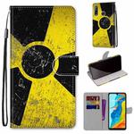 For Huawei P30 Lite Coloured Drawing Cross Texture Horizontal Flip PU Leather Case with Holder & Card Slots & Wallet & Lanyard(Yellow Black Logo)