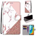 For Huawei P30 Lite Coloured Drawing Cross Texture Horizontal Flip PU Leather Case with Holder & Card Slots & Wallet & Lanyard(Powder Stone Texture)