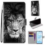 For Huawei P30 Pro Coloured Drawing Cross Texture Horizontal Flip PU Leather Case with Holder & Card Slots & Wallet & Lanyard(B11 Black White Lion Head)
