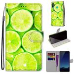 For Huawei P40 Lite E / Y7p Coloured Drawing Cross Texture Horizontal Flip PU Leather Case with Holder & Card Slots & Wallet & Lanyard(Green Lemon)