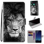 For Huawei P40 Lite E / Y7p Coloured Drawing Cross Texture Horizontal Flip PU Leather Case with Holder & Card Slots & Wallet & Lanyard(B11 Black White Lion Head)