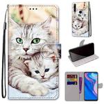 For Huawei P smart Z / Y9 Prime Coloured Drawing Cross Texture Horizontal Flip PU Leather Case with Holder & Card Slots & Wallet & Lanyard(Big Cat Holding Kitten)