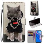 For Huawei P smart Z / Y9 Prime Coloured Drawing Cross Texture Horizontal Flip PU Leather Case with Holder & Card Slots & Wallet & Lanyard(B09 Golden Chain Grey Cat)