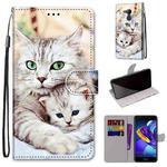 For Huawei Honor V9 Play Coloured Drawing Cross Texture Horizontal Flip PU Leather Case with Holder & Card Slots & Wallet & Lanyard(Big Cat Holding Kitten)