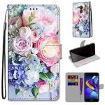 For Huawei Honor V9 Play Coloured Drawing Cross Texture Horizontal Flip PU Leather Case with Holder & Card Slots & Wallet & Lanyard(Light Pink Bouquet)