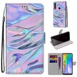 For Huawei Y6p Coloured Drawing Cross Texture Horizontal Flip PU Leather Case with Holder & Card Slots & Wallet & Lanyard(Fluorescent Water Texture)