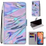 For Huawei Y7 (2019) / Enjoy 9 Coloured Drawing Cross Texture Horizontal Flip PU Leather Case with Holder & Card Slots & Wallet & Lanyard(Fluorescent Water Texture)