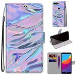 For Huawei Y7 (2018) / Enjoy 8 Coloured Drawing Cross Texture Horizontal Flip PU Leather Case with Holder & Card Slots & Wallet & Lanyard(Fluorescent Water Texture)