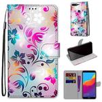 For Huawei Y7 (2018) / Enjoy 8 Coloured Drawing Cross Texture Horizontal Flip PU Leather Case with Holder & Card Slots & Wallet & Lanyard(Gradient Colorful Flower)