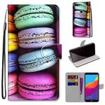 For Huawei Y7 (2018) / Enjoy 8 Coloured Drawing Cross Texture Horizontal Flip PU Leather Case with Holder & Card Slots & Wallet & Lanyard(Colorful  Cakes)