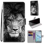 For Huawei Honor 9 Coloured Drawing Cross Texture Horizontal Flip PU Leather Case with Holder & Card Slots & Wallet & Lanyard(B11 Black White Lion Head)
