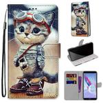 For Huawei Honor 9 Lite Coloured Drawing Cross Texture Horizontal Flip PU Leather Case with Holder & Card Slots & Wallet & Lanyard(Leather Shoes Cat)