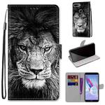 For Huawei Honor 9 Lite Coloured Drawing Cross Texture Horizontal Flip PU Leather Case with Holder & Card Slots & Wallet & Lanyard(B11 Black White Lion Head)