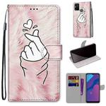 For Huawei Honor 9A Coloured Drawing Cross Texture Horizontal Flip PU Leather Case with Holder & Card Slots & Wallet & Lanyard(Pink Hands Heart)