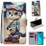 For Huawei Honor 9X Lite Coloured Drawing Cross Texture Horizontal Flip PU Leather Case with Holder & Card Slots & Wallet & Lanyard(Leather Shoes Cat)