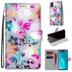 For Huawei Honor 9X Lite Coloured Drawing Cross Texture Horizontal Flip PU Leather Case with Holder & Card Slots & Wallet & Lanyard(Gradient Colorful Flower)