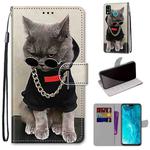 For Huawei Honor 9X Lite Coloured Drawing Cross Texture Horizontal Flip PU Leather Case with Holder & Card Slots & Wallet & Lanyard(B09 Golden Chain Grey Cat)